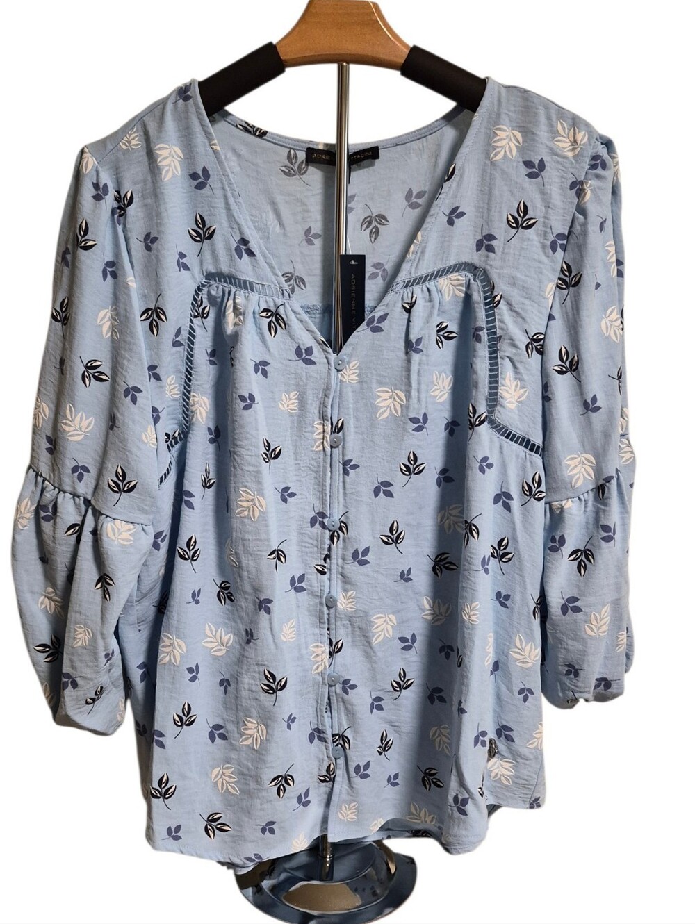 Adrienne Vittadini Button-front Floral Blouse - Size XL